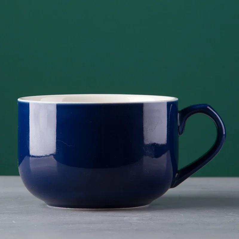 

Креативная Модная Фарфоровая Красная и Черная Большая Керамическая Суповая Кофейная Уникальная Чашка 1 Штука DIY Индивидуальная Кружка с Логотипом и Крышкой 601-700ml синий