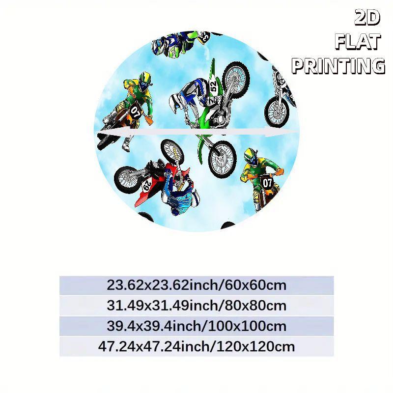 Motocross Riders Round Rug Flannel Adventure Sports Enthusiast Home Decor Racing Theme Carpet