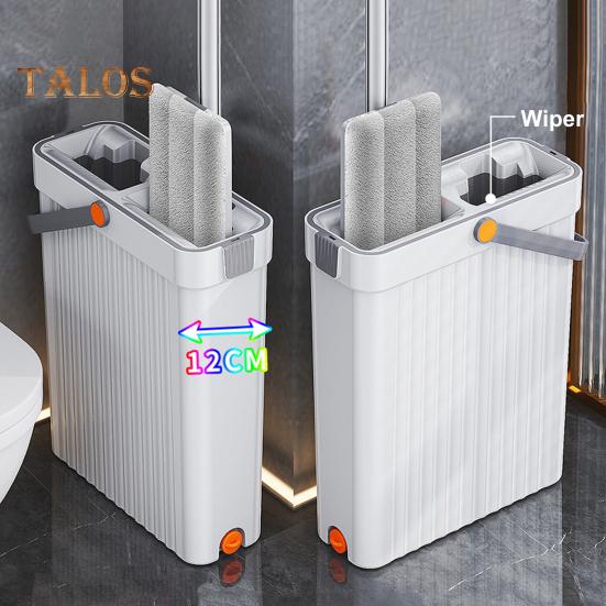 Mop And Bucket with Wringer Set Hands-Free Flat Floor Mop And Bucket with 4 Washable Microfiber Pads for Home Floor Cleaning