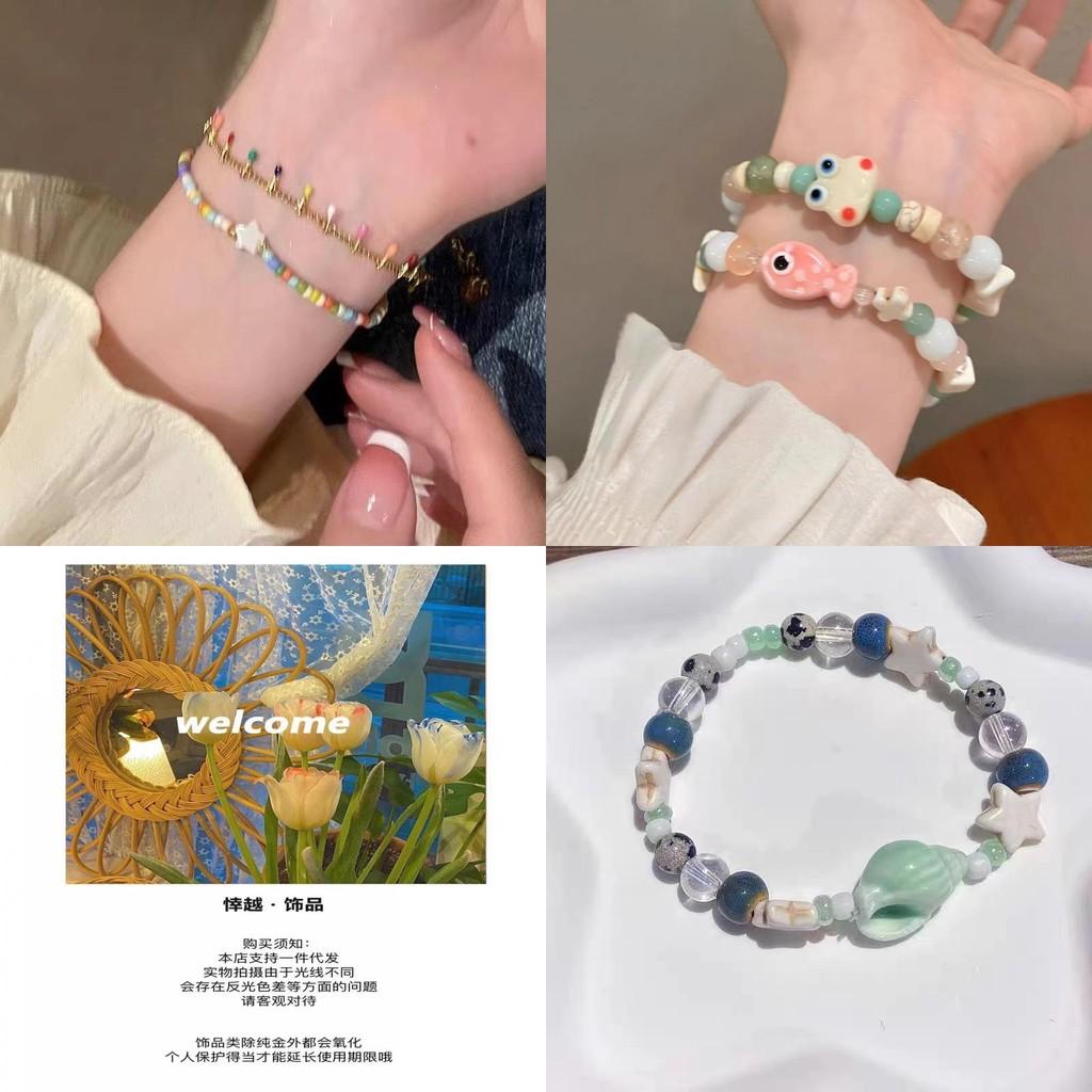 Adorable Alloy Plated Macaron Ceramic Sea Shell Beaded Bracelet Perfect For Gift Giving