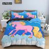Unicorn Duvet Cover Set Cartoon Animal Bedding Set Single Twin King For Kids Girls Polyester Romantic Theme Star Comforter Cover