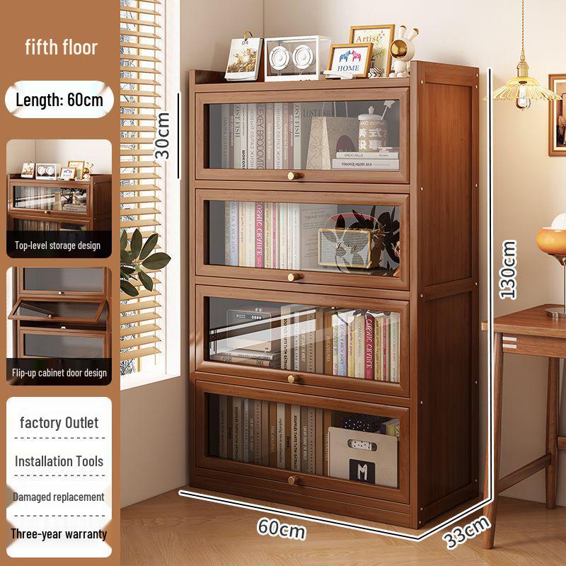 Floor-Standing Bookshelf for Students and Children - Compact Storage Cabinet for Small Apartment Living Rooms