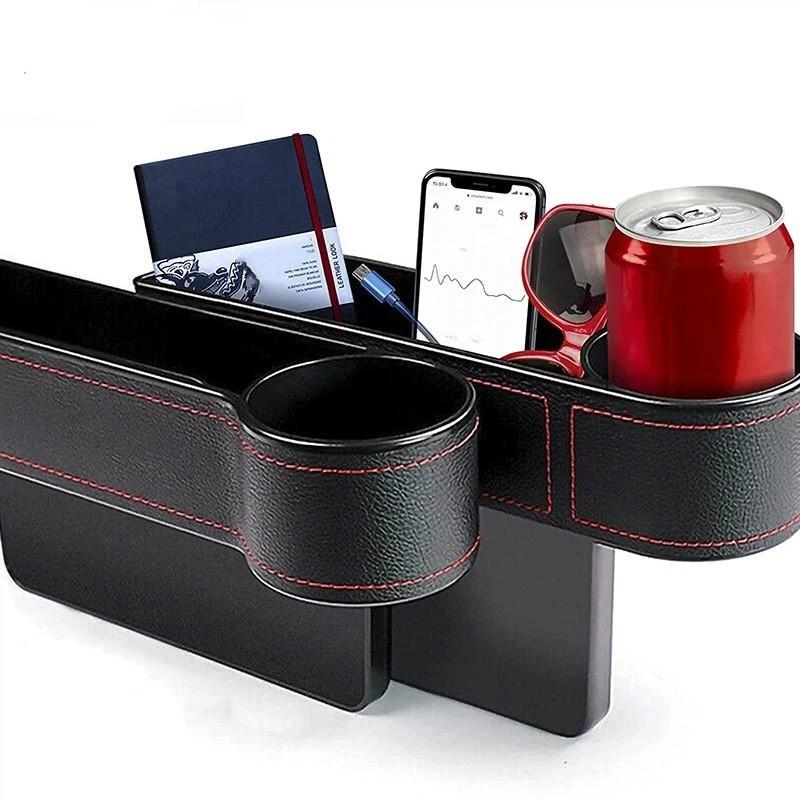 Pu Leather Car Seat Gap Storage Box Interior Products Universal Seat Gap Slit Box Phone Bottle Keys Holder Box Auto Organizer