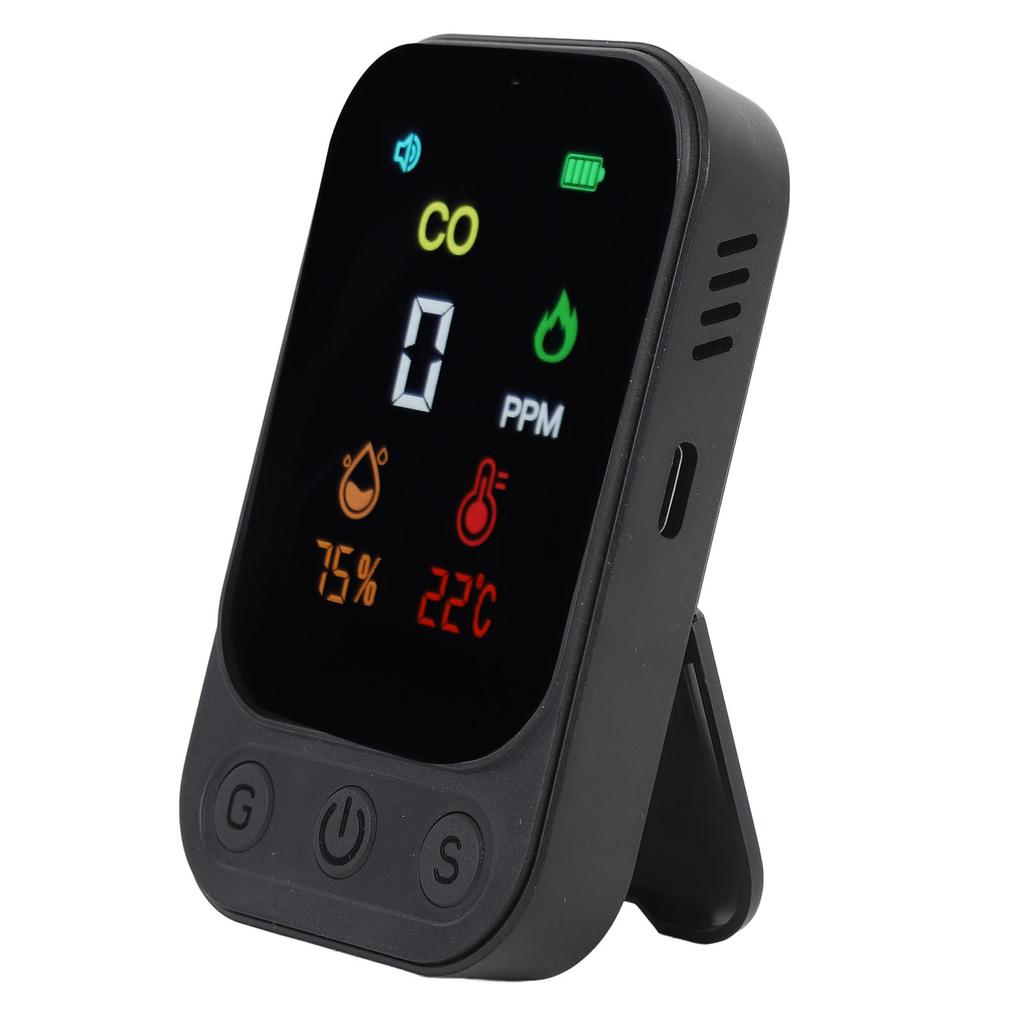 CO Detector Multifunctional Portable Temperature Humidity CO Tester for Travel Tent Picnic 5V