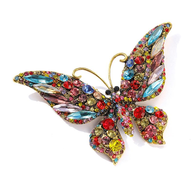 Colorful Rhinestone Butterfly Brooch Pin - Crystal Insect Shoe Decoration