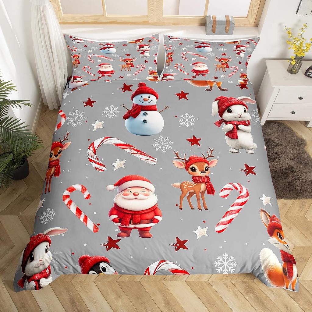 Dachshund Dog Duvet Cover Set Twin King Merry Christmas Theme Bedding Set 3Pcs For Kids Teens Kawaii Cartoon Pet Comforter Cover