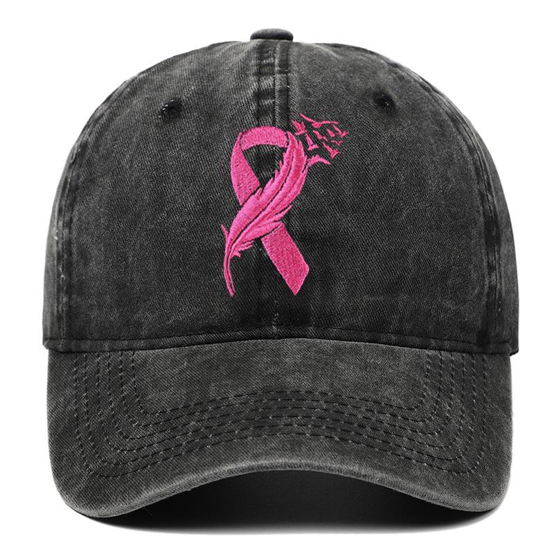 Breast Ribbon Embroidered Duckbill Cap for Sports & Sun Protection