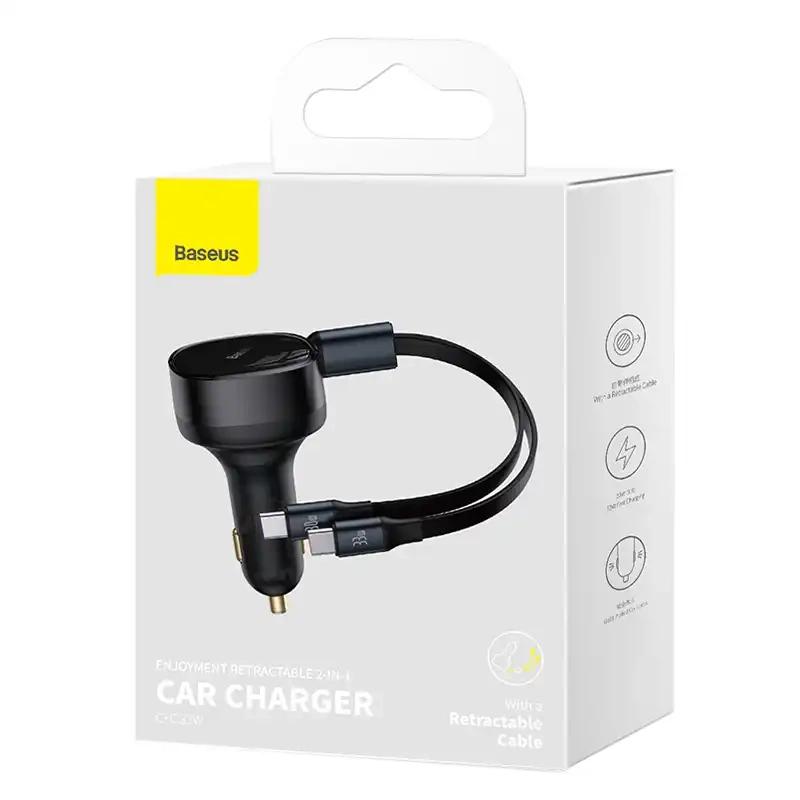 Ładowarka Samochodowa Baseus Enjoyment Z Kablami Usb-C, 33W (Czarna)