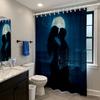1Pc Night Beach Couple Printed Waterproof Shower Curtain Partition Privacy Hanging Curtain With 12 Hooks Multiple Sizes