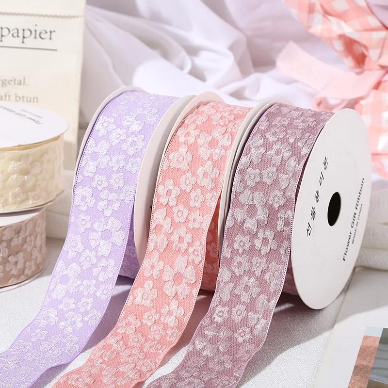 10Yards 25/40mm 3D Flower Wrinkle Embossment Ribbon DIY Accessories for Bows Bouquets Gift Wrapping Sewing Clothes Materials