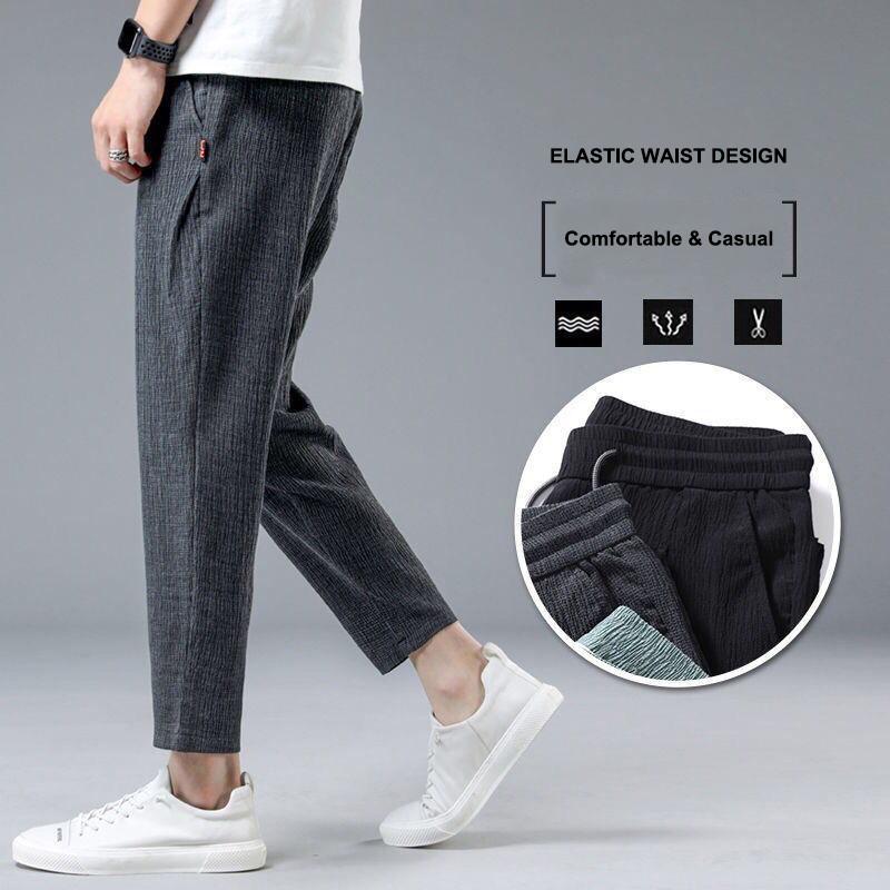 Summer Ice Silk Man Jogger Pants Casual Wide Sweatpants Male Spring Lightweight Halking Harem Trousers