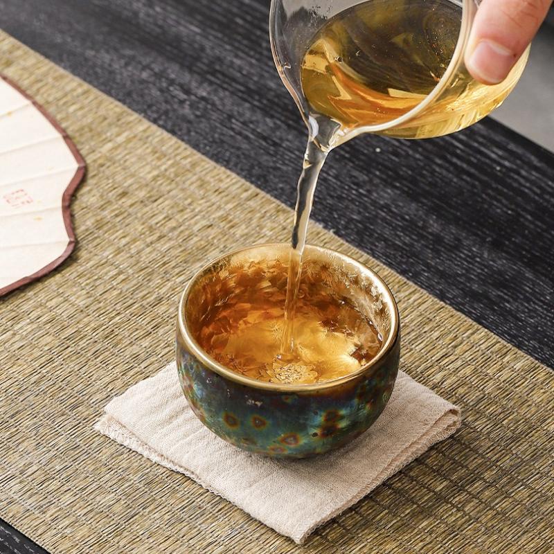 Silver-inlaid Colorful Peacock Gilded Jianzhan Kung Fu Tea Cup Personal Exclusive Master Cup Pure Hand-made Tea Cup