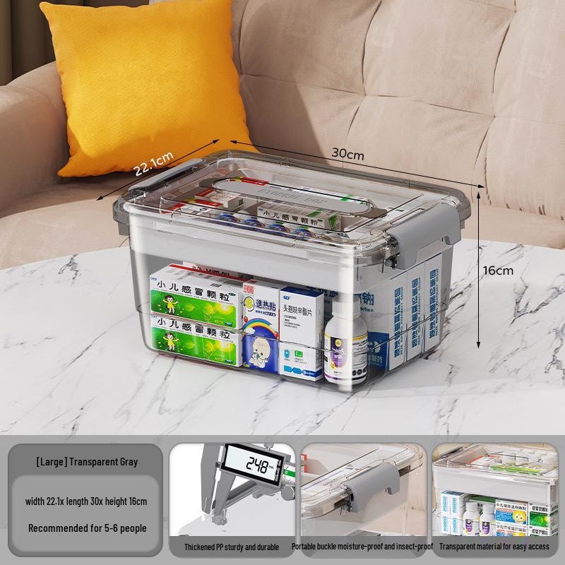 

Прозрачный многослойный ящик для хранения лекарств: Большая влагозащищенная семейная упаковка