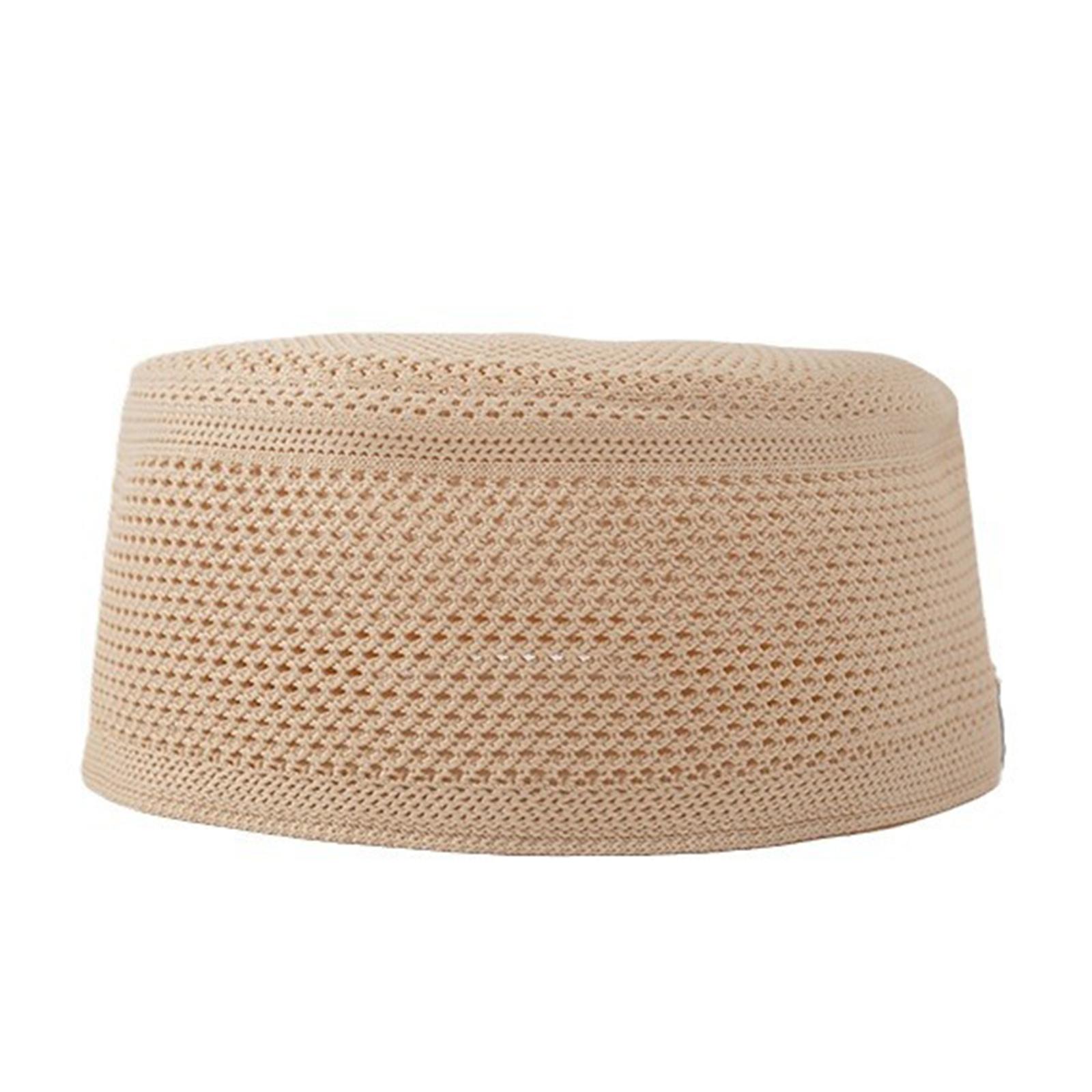 

Вязаная хлопковая шапка-тюрбан для мужчин, дышащая исламская молитвенная шапка куфи, хиджабы на Рамадан, шапка-бини, арабская шапка-череп XL бежевый