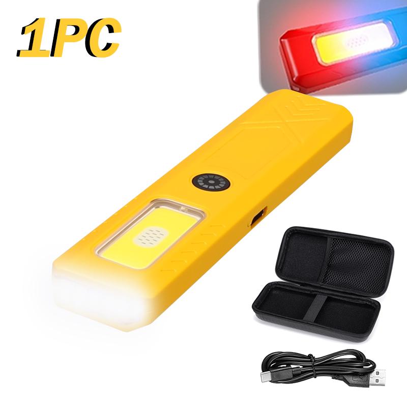 Mini Portable LED Handheld Flashlight USB Rechargeable EDC Flashlight with Emergency Red and Blue Lamp Outdoor Pen Clip Headlamp