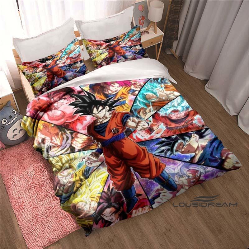

New 2026 3D Printed DRAGON BALL Bedding Set – Duvet Cover and Pillowcases Feature Adorable Cartoon Designs. 135x200cm