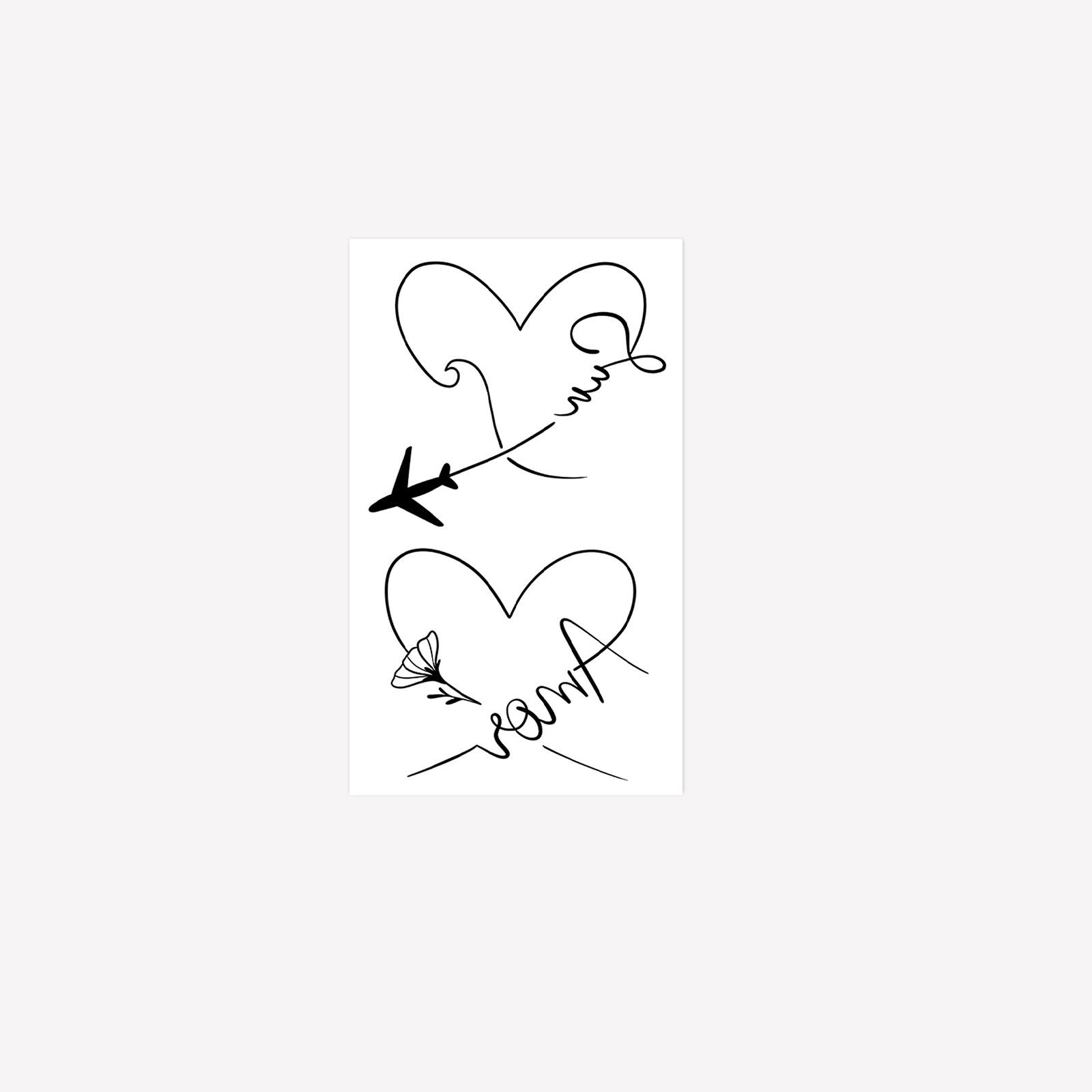 

Atmosphere Love Plane Flower Tattoo Sticker, High-End Line Design, Waterproof And Wear-Resistant, Personalized Sticker 6*10