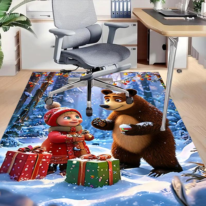 1PC Bear Christmas Extra Large Non Slip Floor Carpet, Office, Family, Bedroom, Studio Large Area Rug Indoor Rugs