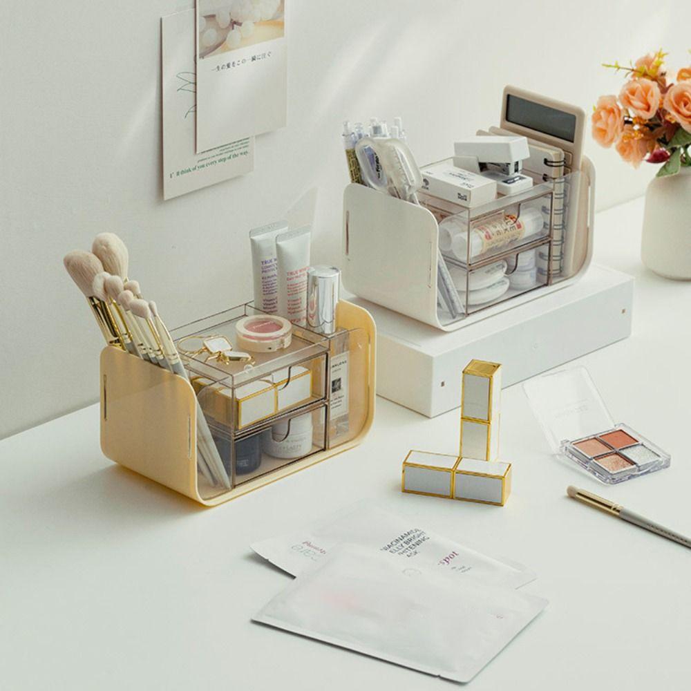 Drawer Stationery Storage Box Multi Grid Makeup Brush Holder Creative Pen Container School
