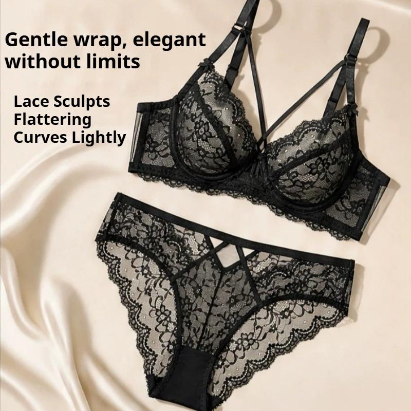 French Sexy Ultra‑Thin Sheer Lace Bra,Minimizer Brassiere for Large Bust Women