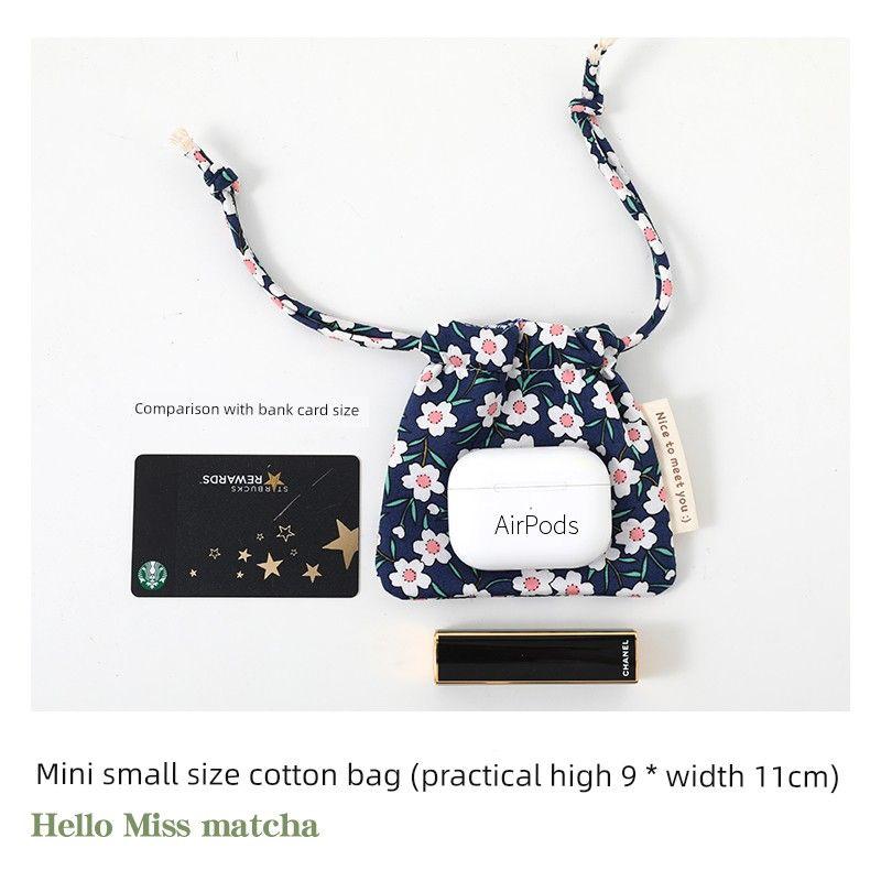 

Сумка на шнурке Женская Маленький размер Хлопок Очень толстая Сумка для хранения Шнурок Mini small size [Blue Five Leaf Clover]]