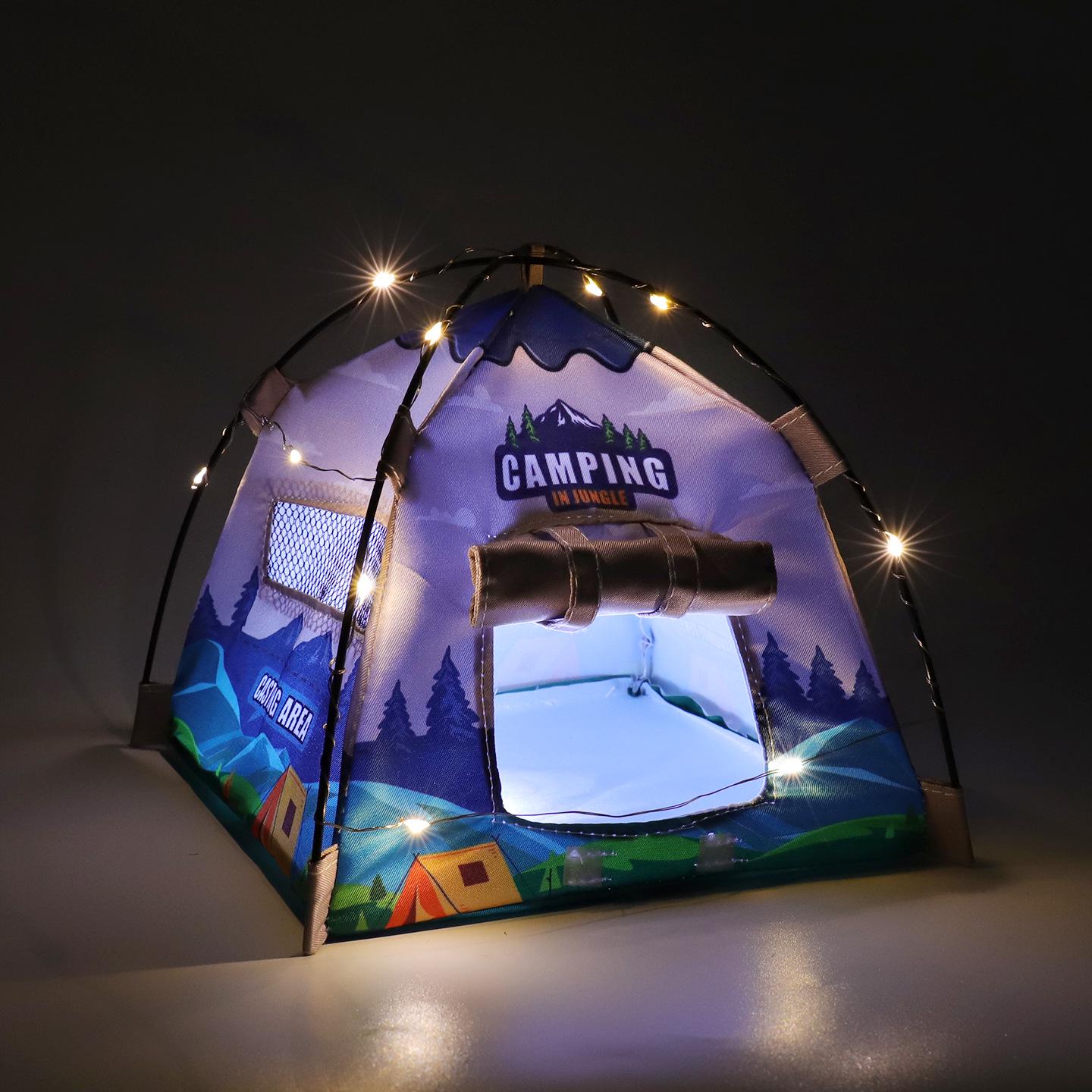 1:12 Dollhouse Camping Miniature Tent with Lights - Photography Prop Toy