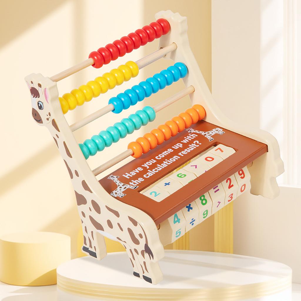 Wooden Giraffe Two In One Calculation Stand Multifunctional Educational Beaded Mathematics Early Education Toy
