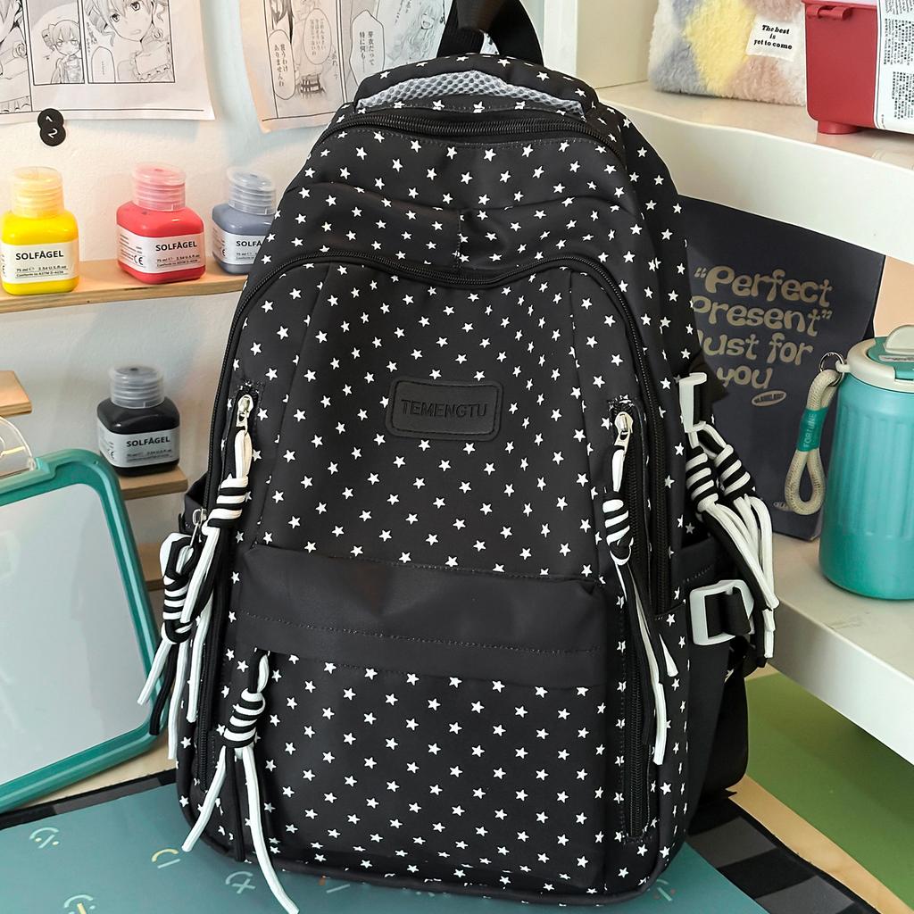 Schoolbag High Value Korean Version Fresh Schoolbag Japanese Princess Cute Star Print Backpack Junior High School Class Backpack