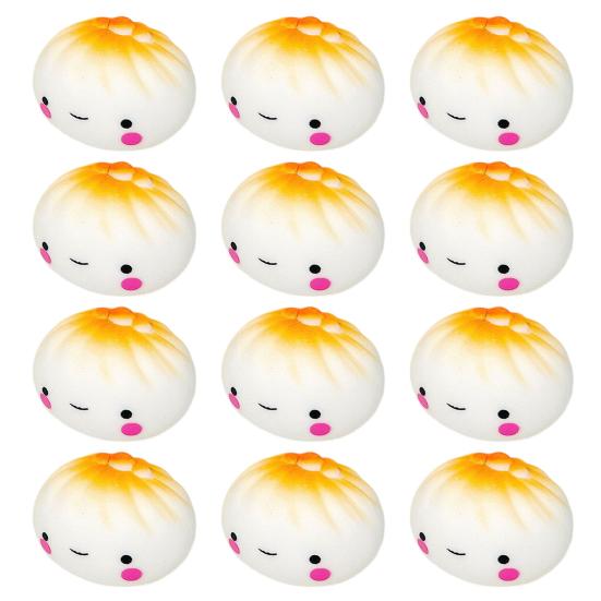 12Pcs Cartoon Smiling Steamed Bun Toy Stress Relief Slow Rising Bun Sensory Toy