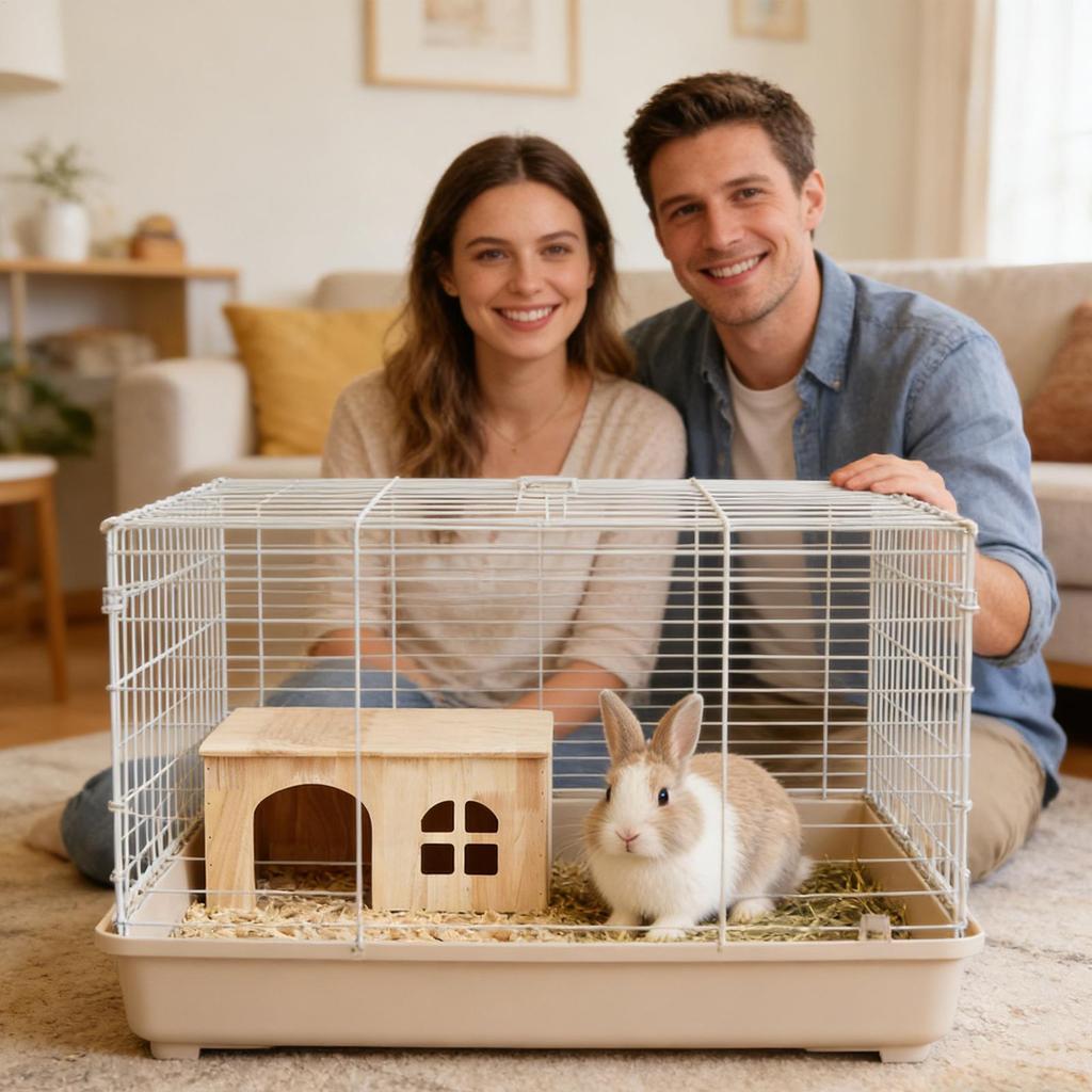Gerbil House Wooden Pet Cage Window Door Ventilated Bunny Hut For Hamster Gerbil Chinchilla Hedgehog Ferret Resting Playing