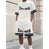 Men's Casual T-shirt and Drawstring Waist Shorts Set