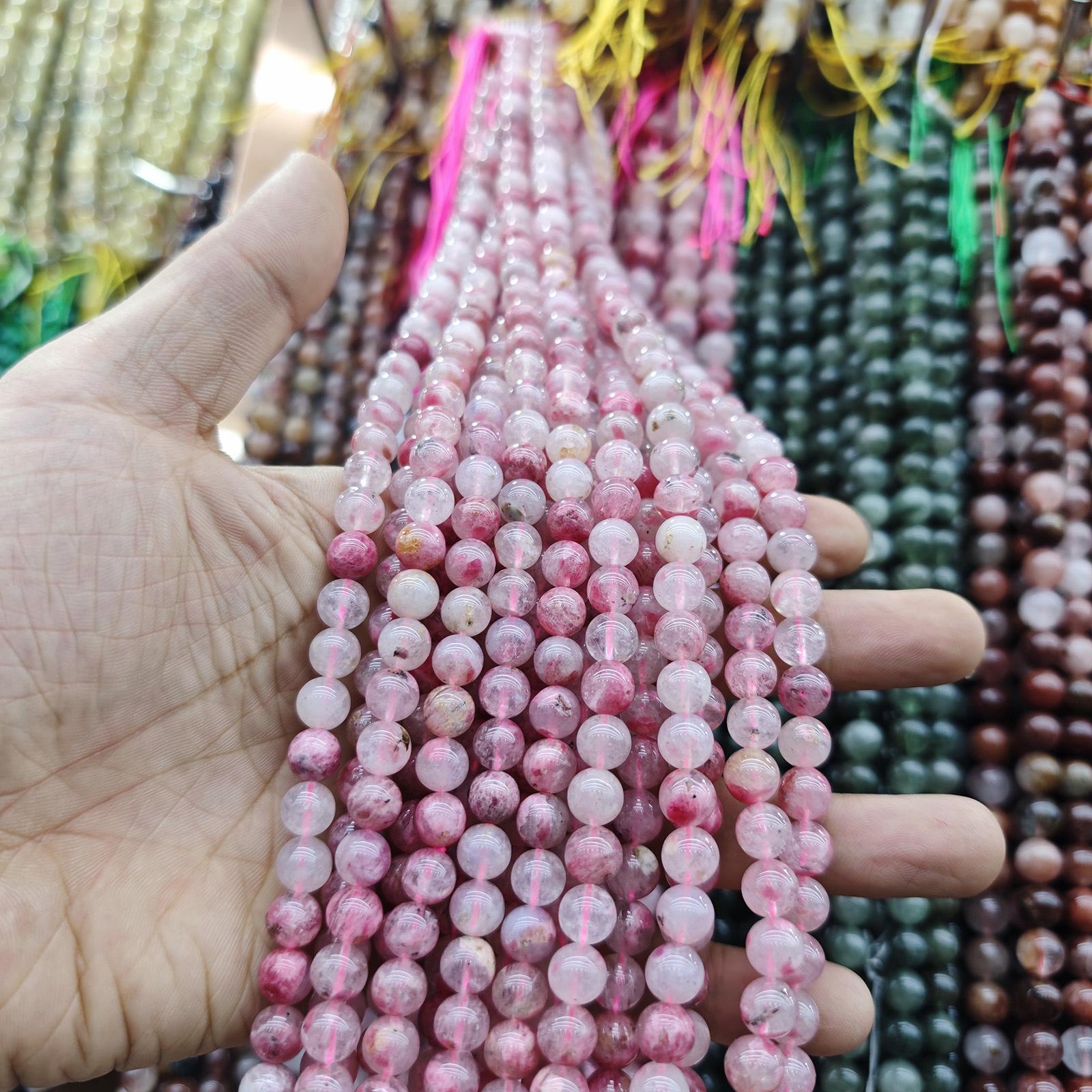 

Рожево-червоні, рожеві та зелені бісерні намистини з родохрозиту та нефриту для виготовлення прикрас своїми руками Natural Sakura Rain Rose Stone