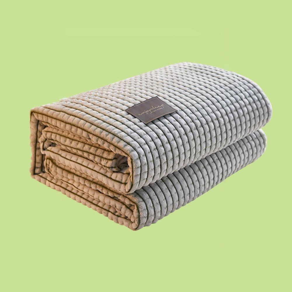 

Skin-friendly Plaid Coral Fleece Blanket Solid Color Sofa Blanket Household Nap Blanket Dormitory S зелёный
