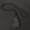 Hetian Jade Guan Gong Pendant with Tiger's Eye: Men's Guan Yu Amulet and God of Wealth Symbol