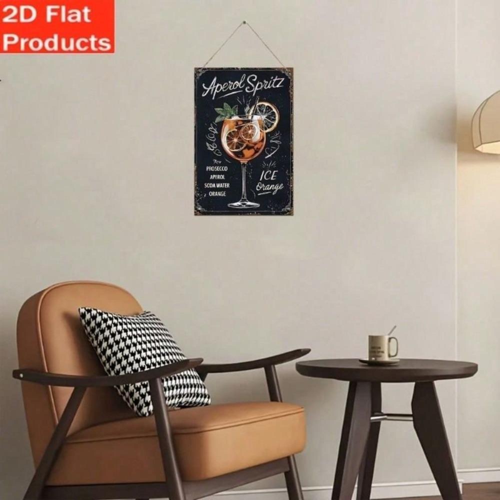 Vintage Cocktail Recipe Metal Wall Sign, Rustic Bar Poster for Home Garage