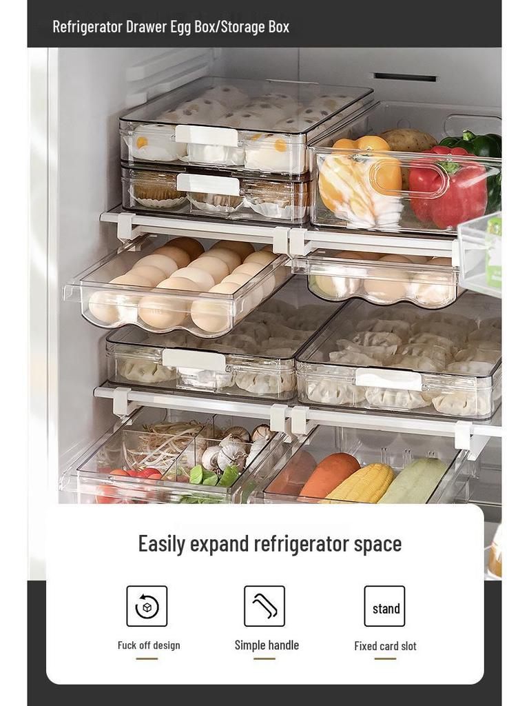 Drawer-Style Fridge Egg Storage & Fresh-Keeping Organizer