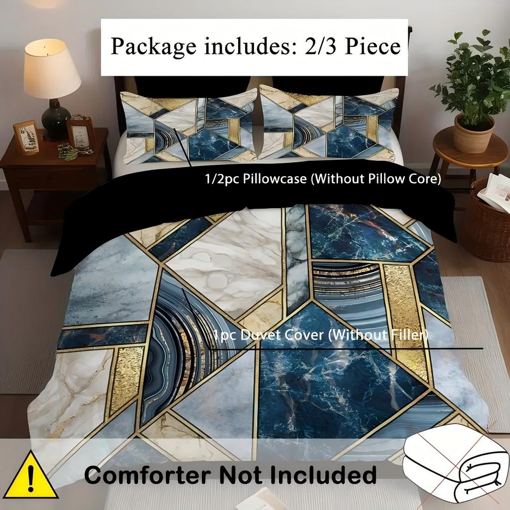 Luxury Marble Pattern 3D Print Bed Cover Abstract Art Style Duvet Cover For Teens Adults Soft Comfortable Quilt Cover Pillowcase