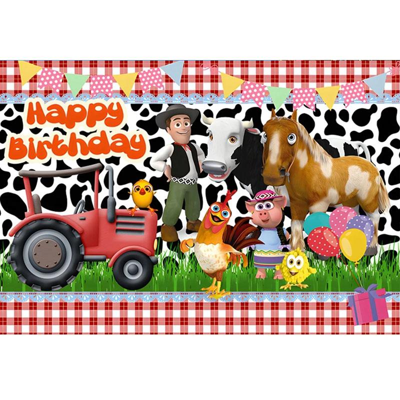 

Green Grass Farm Theme La Granja De Zenon Backdro Party Background Custom Decorate Kids 1st Birthday Baby Shower Photo Backdrop 120x80cm