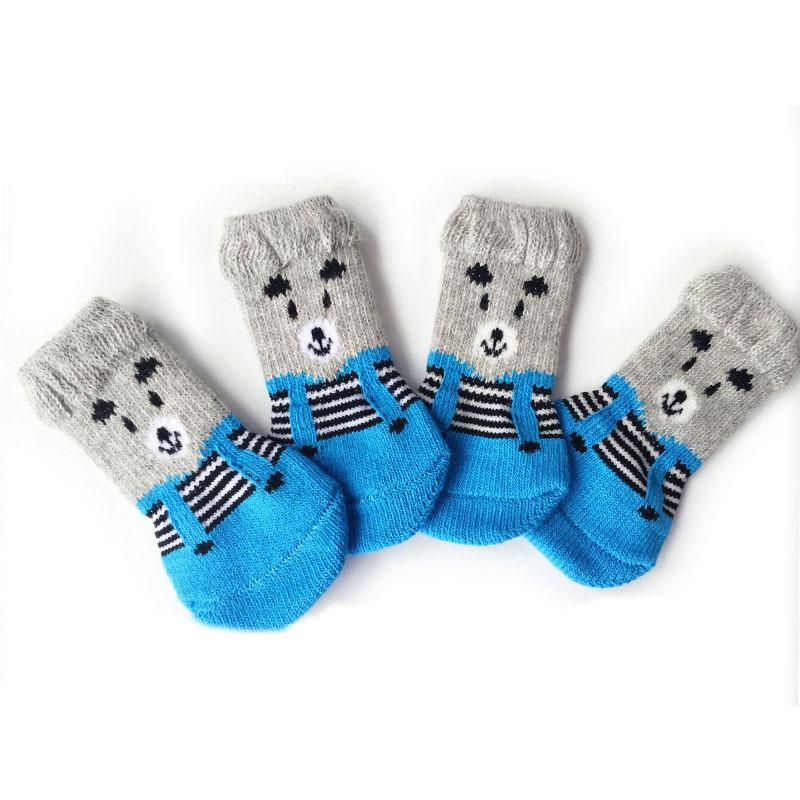 Pet with non-slip mat socks indoor puppy dog non-slip anti-scratch anti-dirty socks four packs
