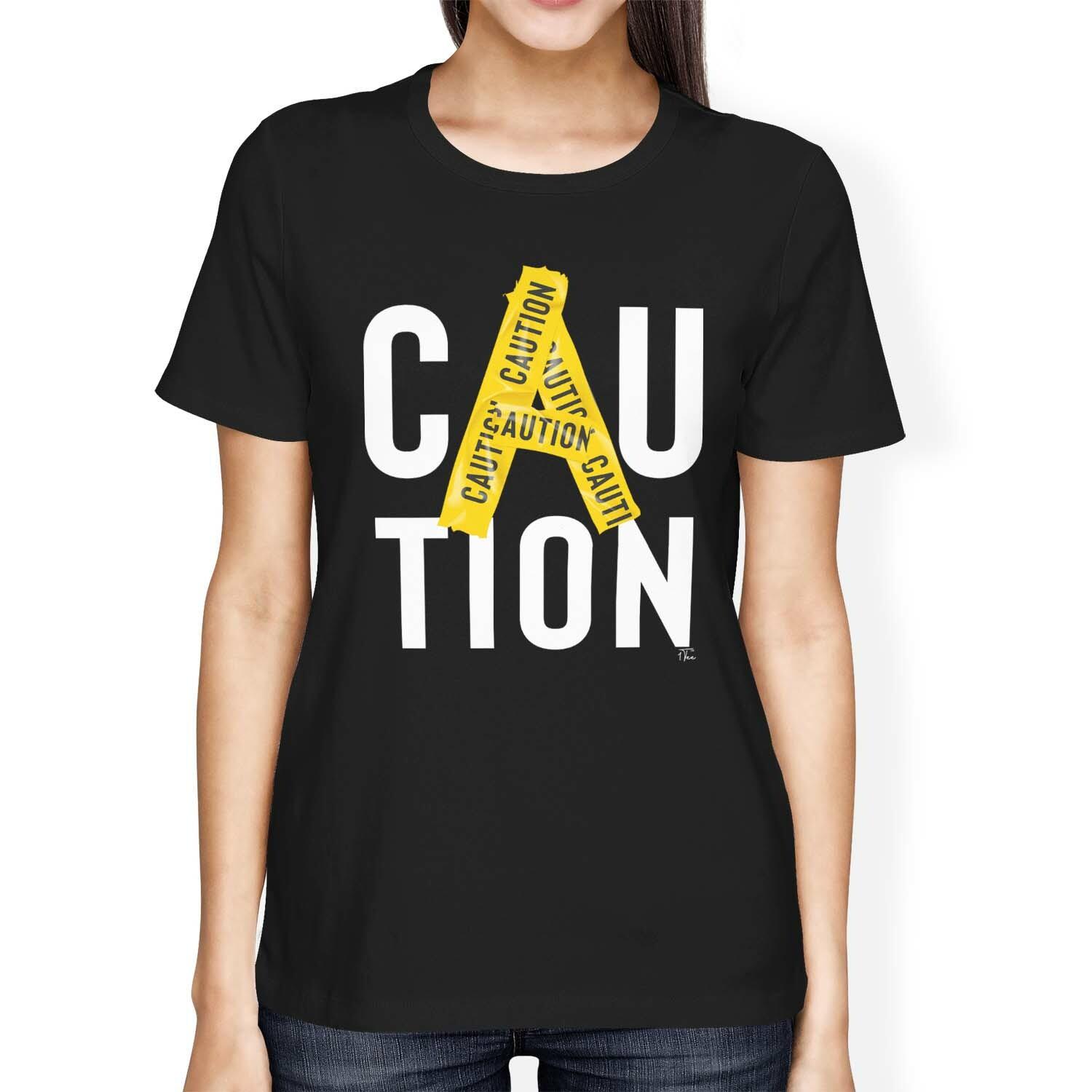 1Tee Womens Loose Fit Caution Tape T-Shirt S