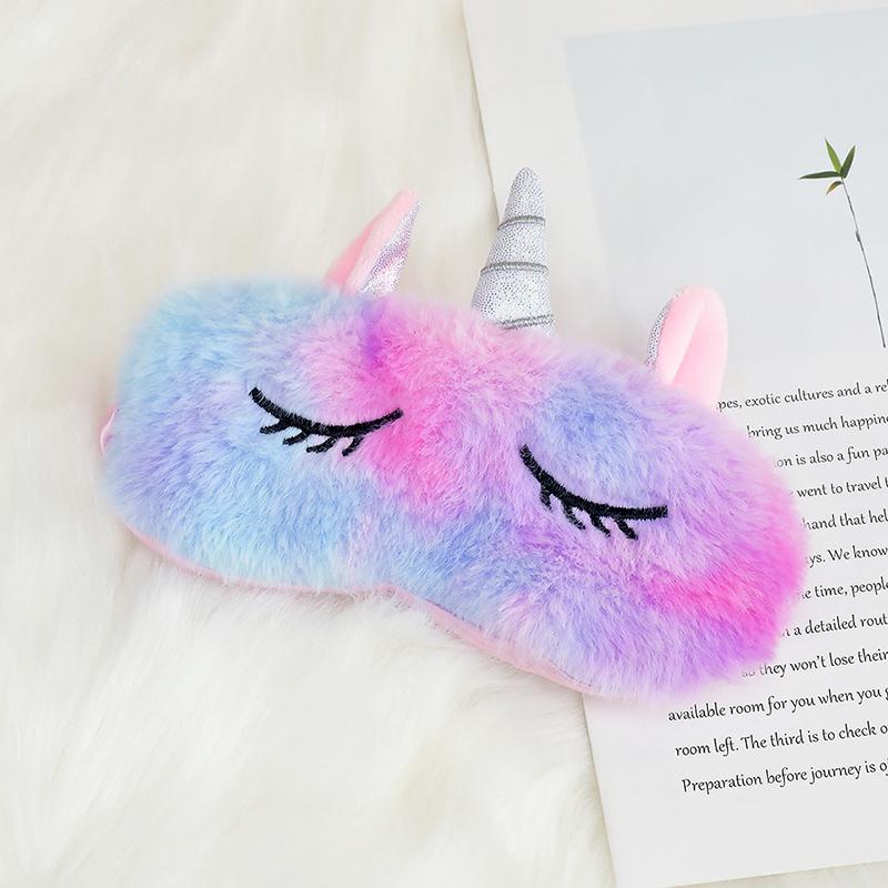 Plysj øyelapp Sovebind for reisehvile Myk Sovemaske Øyemasker Søt Glitter Unicorn øyedeksel