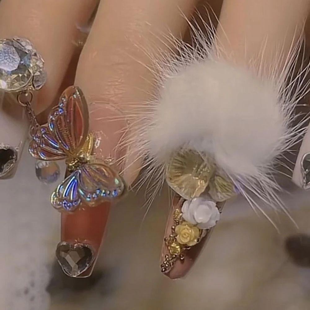 Manicure Tools Magnetic Nail Pom Poms Nail Ball With Base Nail Art Fluffy Pom DIY Nail Decoration