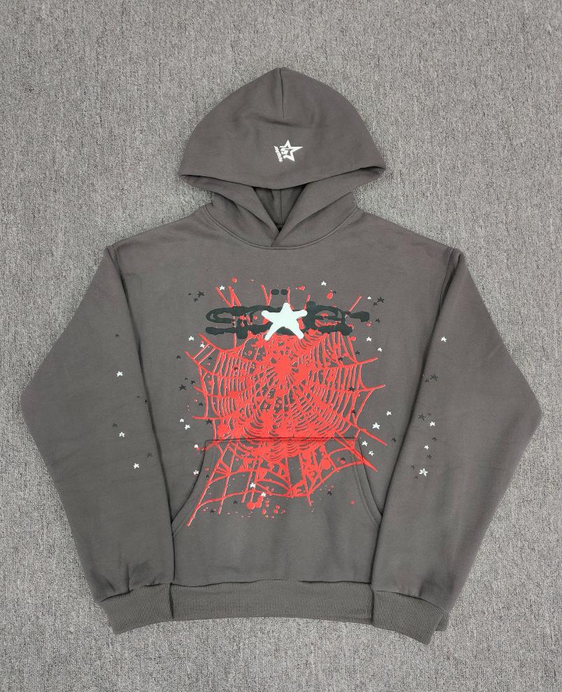 Spider Web Print Men's Heavyweight Hoodie - Trendy, Loose Fit with Plus Velvet