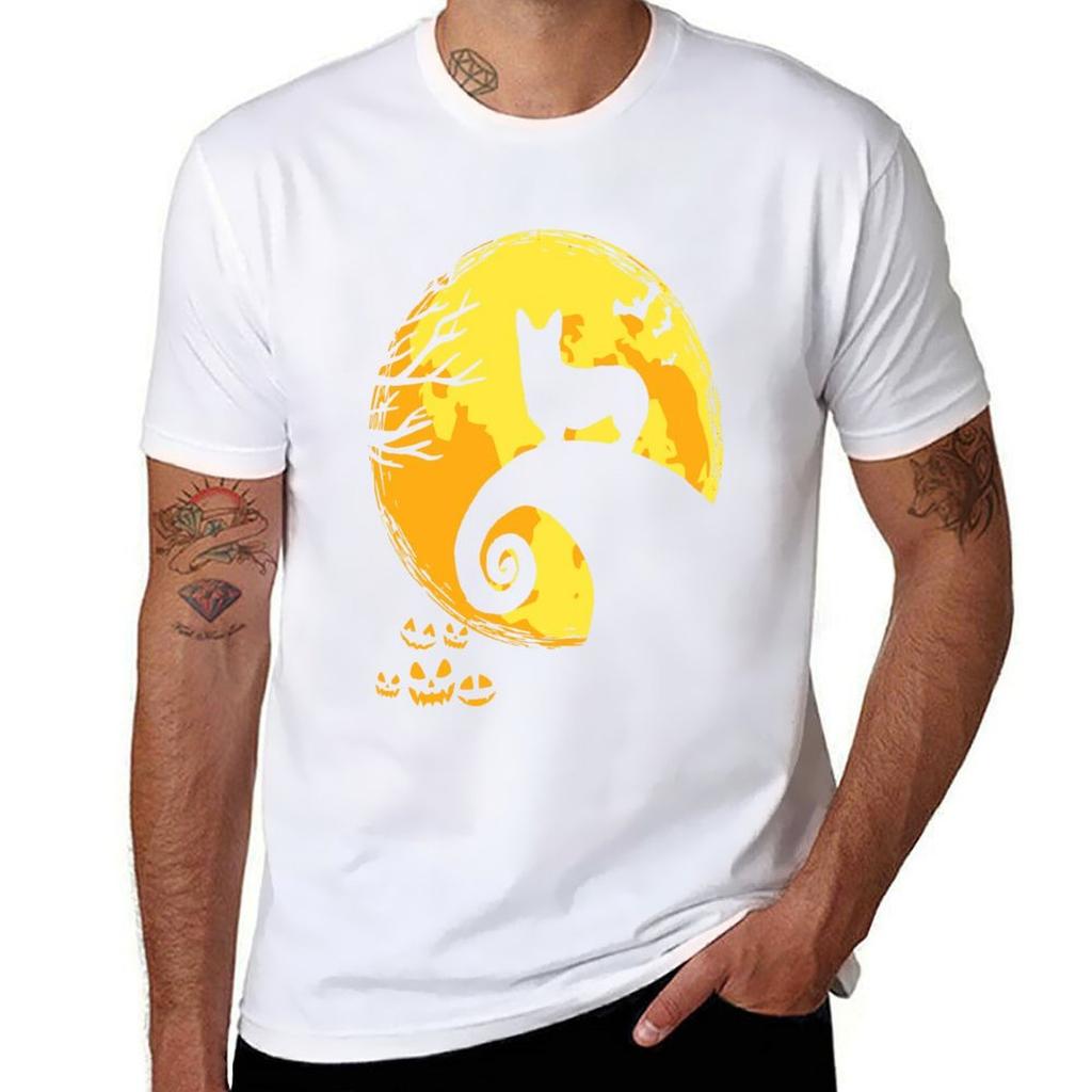 Corgi Shadow Wolf Halloween Tshirt Tough Fabric Work Tee