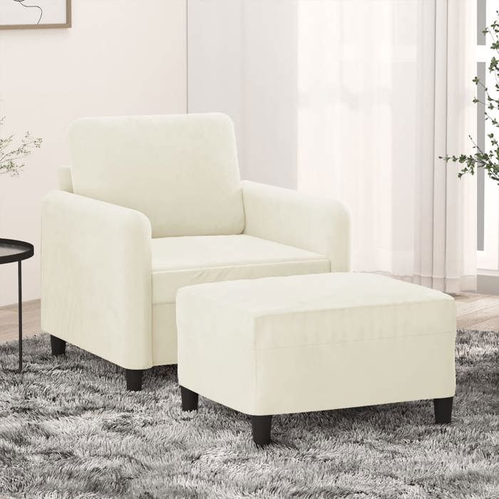 VidaXL Armchair with Footrest Cream 60 Cm Velvet, Sofa, Armchair, TV Armchair, Single Sofa, Sofa, Recliner Sofa, 3201172