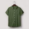 Damen Kurzarmhemden Einfarbig Casual Button Down Bluse Tops Mit Brusttasche