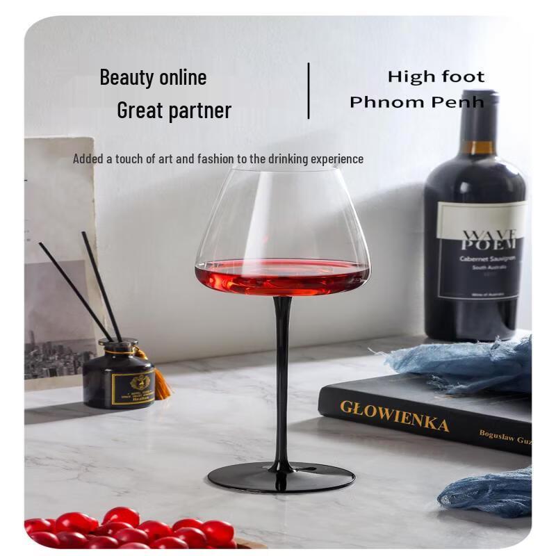 Shangqi Elegant Black Stem Tall Wine & Champagne Glasses, Set of 2