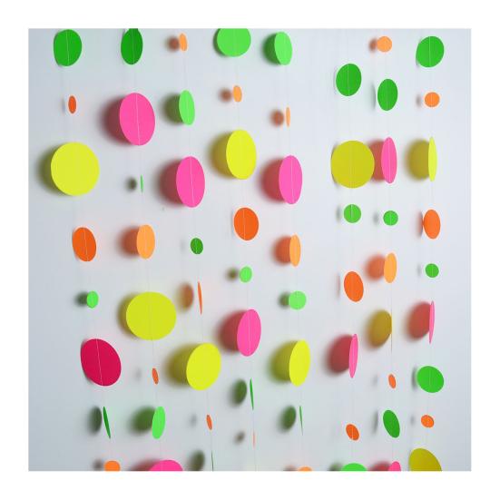 UV Neon Party Decoration Fluorescent Star Heart Circle Dot Garland Glow in The Dark Hanging Streamers Banner for Baby Bridal Shower Birthday Backdrop