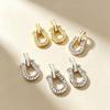 French Luxury Horseshoe Zirconia Stud Earrings for Women
