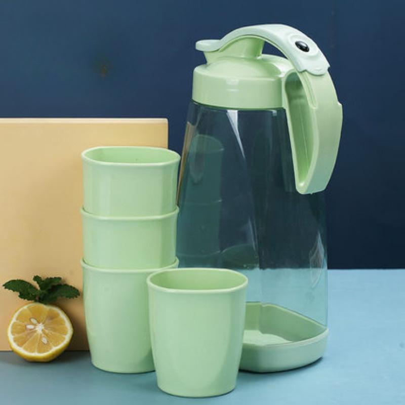 3ks/5ks Sada náhodné barvy Jednoduchá uzavřená plastová láhev na studenou vodu Vodní sada Džusový džbán Kreativní lisovací láhev na vodu